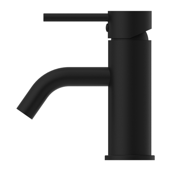 Dolce Basin Mixer with Curved Spout (Matte Black) side view