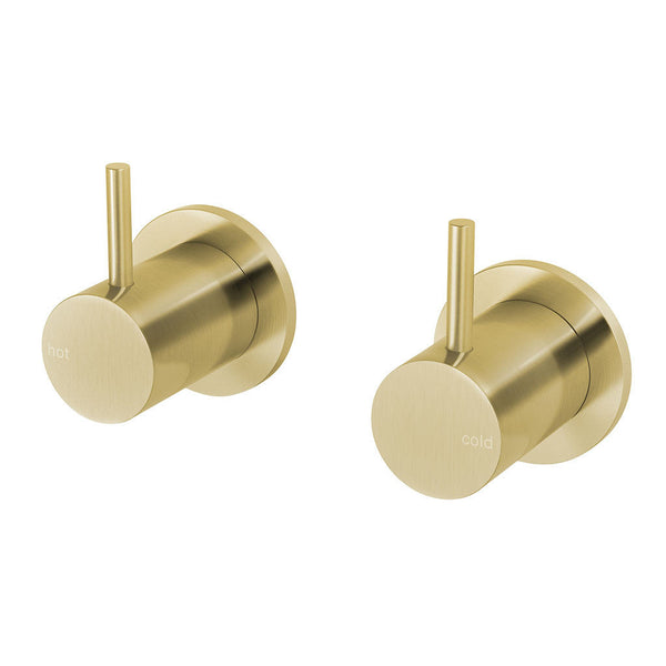 Phoenix Tapware Vivid Slimline Wall Top Assemblies 15mm Extended Spindles (Brushed Gold) VS067-12
