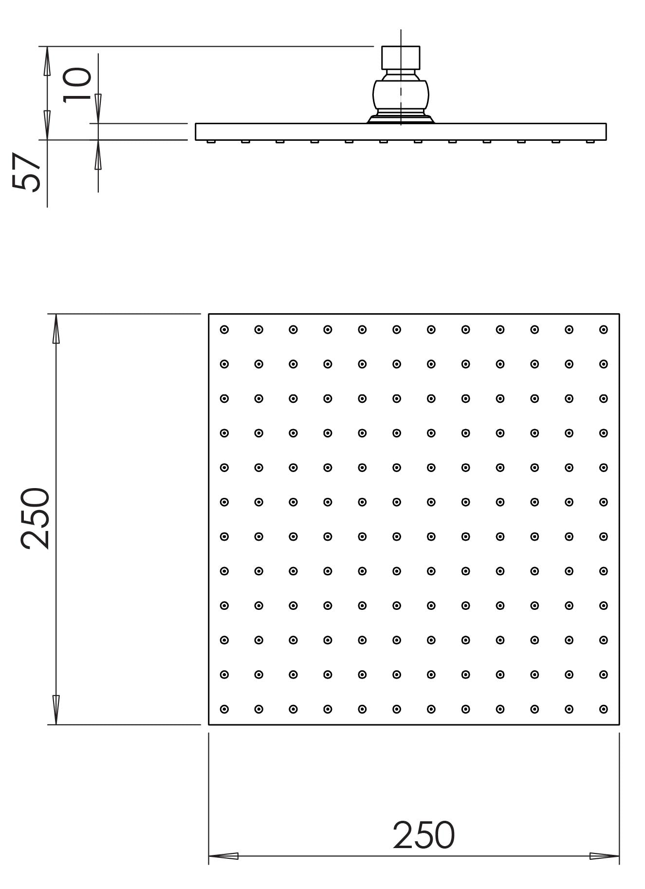 Lexi Shower Rose Only 250mm (Square) (Chrome) | Online Bathroomware